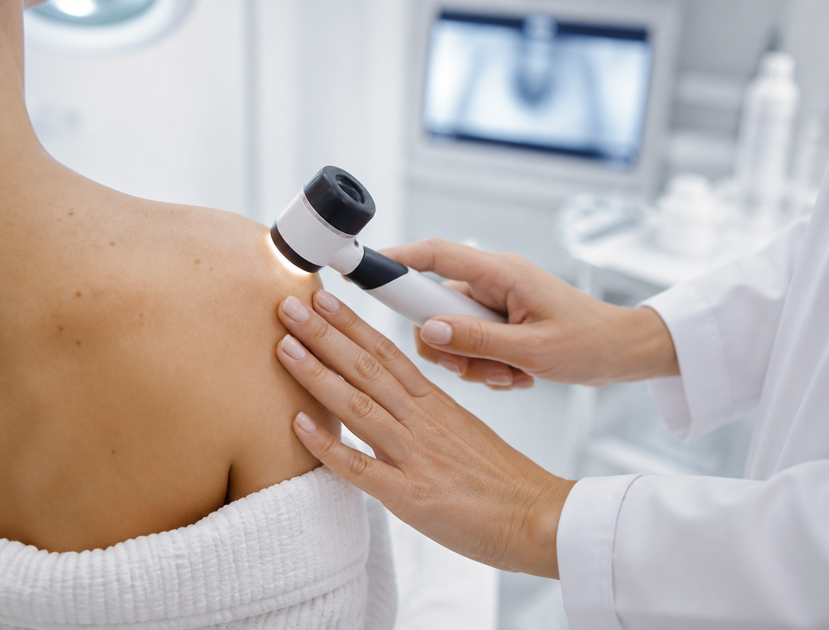 Professional dermatology examination